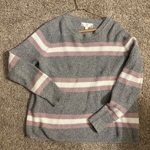 Pink Rose Gray and Pink Striped Sweater